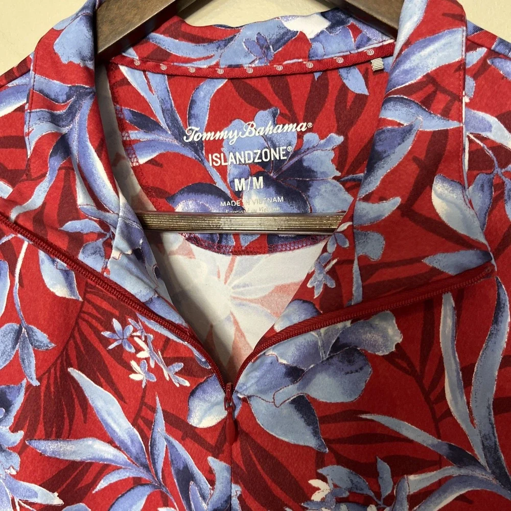 Tommy Bahama Island Zone Aubrey‎ Floral Flirtini Quarter Zip Top Medium Golf - Picture 3 of 7